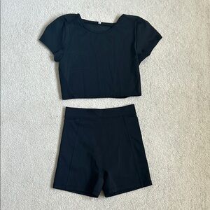 Black Crop Top and biker Shorts Set from ae